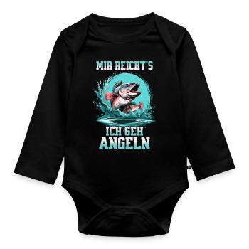 Fishing Angler Fish I've had enough, I'm going fishing - Organic Longsleeve Baby Bodysuit - black - Front