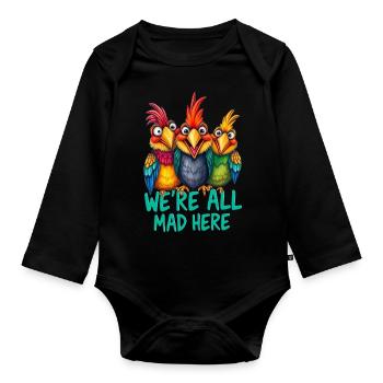 Crazy birds - we are all mad here 1 - Baby Bio-Langarm-Body - Schwarz - Vorne
