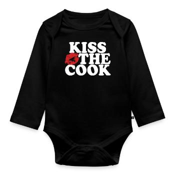 Embrasser le cuisinier - kochen - Spruch - Body Bébé bio manches longues - noir - Devant