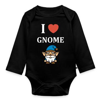 I love gnome - Organic Longsleeve Baby Bodysuit - black - Front