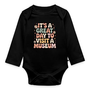Museum - Organic Longsleeve Baby Bodysuit - black - Front