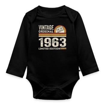 Vintage 1963 Cassette 1963 - 62nd Anniversary 1963 - Organic Longsleeve Baby Bodysuit - black - Front
