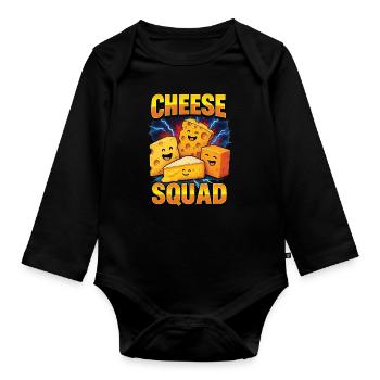 Cheese - Organic Longsleeve Baby Bodysuit - black - Front