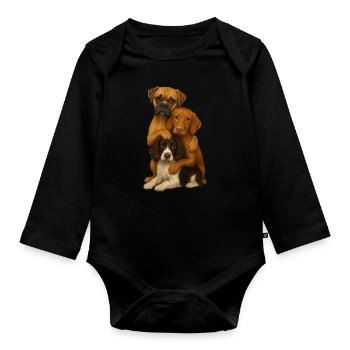 Dog Dogs Cute Dogs - Organic Longsleeve Baby Bodysuit - black - Front