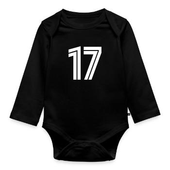 Trikotnummer 17 – Geschenk zum 17-jährigen Jubiläum - Baby Bio-Langarm-Body - Schwarz - Vorne