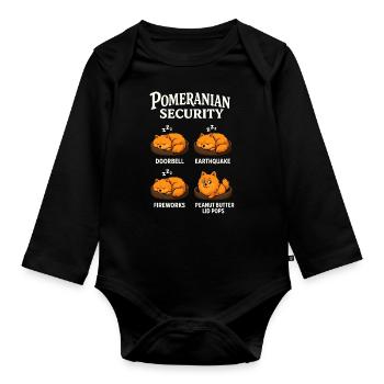 Dwarf spitz - Organic Longsleeve Baby Bodysuit - black - Front