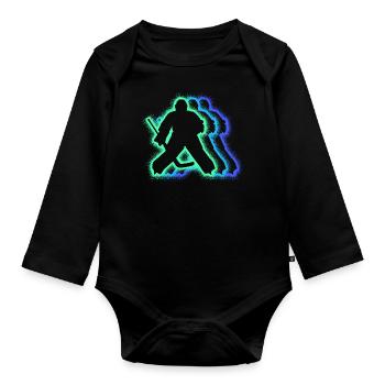 Hockey Goalie Silhouettes Hockey Player - Organic Longsleeve Baby Bodysuit - black - Front
