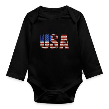 usa - Organic Longsleeve Baby Bodysuit - black - Front