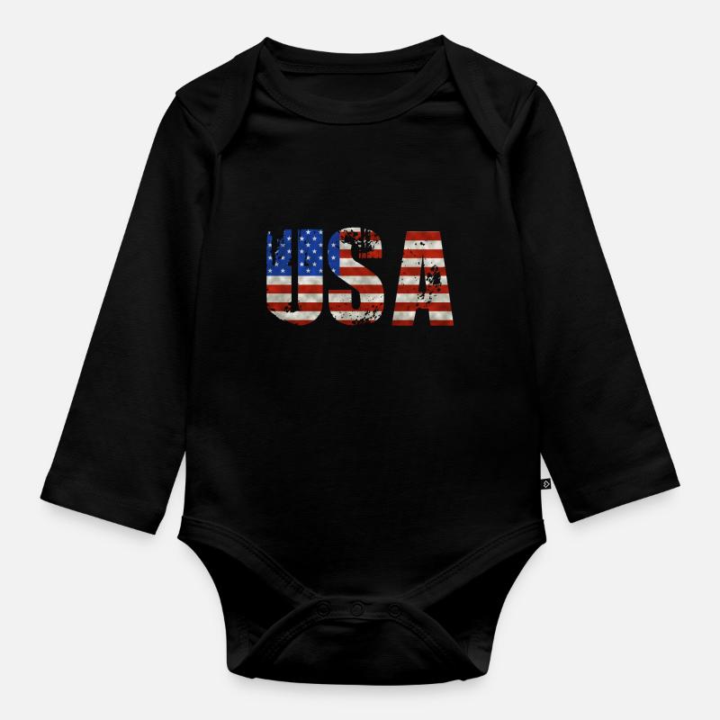usa - Body Bébé bio manches longues - noir