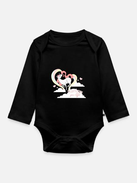 Rainbow Your Little Life - Baby Bio-Langarm-Body - Schwarz