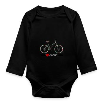 Fahrrad Bike Damenrad Velo - I LOVE BIKERS - Baby Bio-Langarm-Body - Schwarz - Vorne