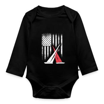 american sail sailing americas cup match race foil - Organic Longsleeve Baby Bodysuit - black - Front