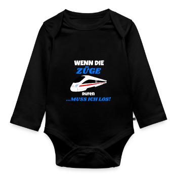 Eisenbahn - Wenn die Züge rufen.. - T-Shirt - Baby Bio-Langarm-Body - Schwarz - Vorne
