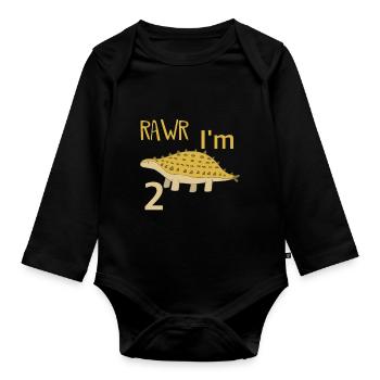 Pour deux gars anniversaire pour les filles Ankylosaure - Body Bébé bio manches longues - noir - Devant