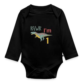 Pour un anniversaire pour les gars filles Ceratosaurus - Body Bébé bio manches longues - noir - Devant