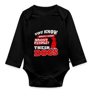 Distressed - In humans I like their dogs - Organic Longsleeve Baby Bodysuit - black - Front