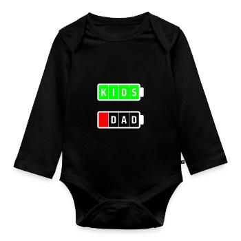 dad kids white - Organic Longsleeve Baby Bodysuit - black - Front