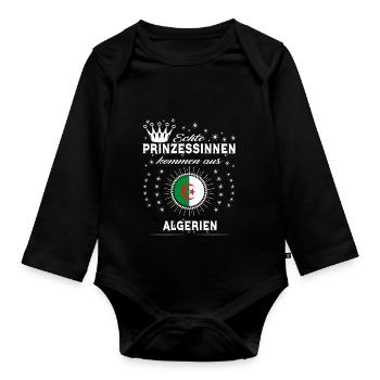Heimat Prinzessinnen kommen ALGERIEN - Baby Bio-Langarm-Body - Schwarz - Vorne