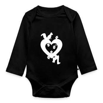 Noix d'écureuil avec coeur d'amour, Écureuils d'amour - Body Bébé bio manches longues - noir - Devant