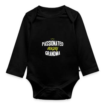 Distressed - PASSIONATED RUGBY GRANDMA - Baby Bio-Langarm-Body - Schwarz - Vorne