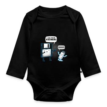 Clé USB Retro disque - Body Bébé bio manches longues - noir - Devant