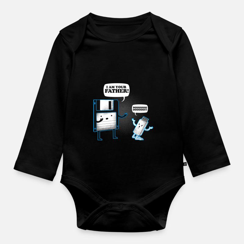 Diskette USB-Stick Retro - Baby Bio-Langarm-Body - Schwarz