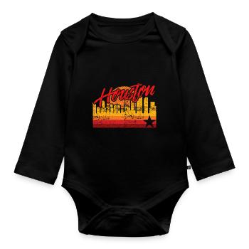 Houston Baseball Throwback Astro Stripe - Organic Longsleeve Baby Bodysuit - black - Front