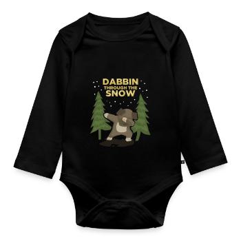 DABBING Hund / Geschenk - Baby Bio-Langarm-Body - Schwarz - Vorne