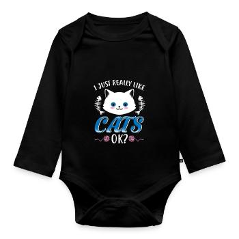 Comme les chats / cadeaux - Body Bébé bio manches longues - noir - Devant