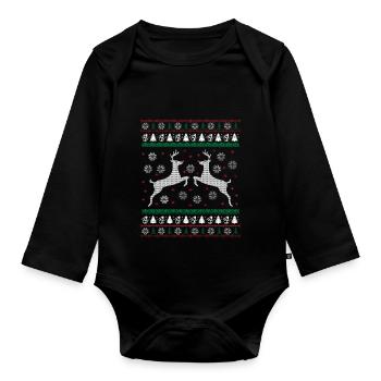 Rendeer Ugly Christmas Sweater Geschenk - Baby Bio-Langarm-Body - Schwarz - Vorne