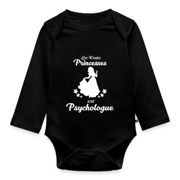 Psychologue cadeau humour - Body Bébé bio manches longues - noir - Devant