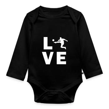 aimer le football - Body Bébé bio manches longues - noir - Devant