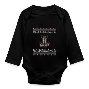 Christmas shirt Thor Hammer Mjolnir Vikings - Organic Longsleeve Baby Bodysuit - black - Front