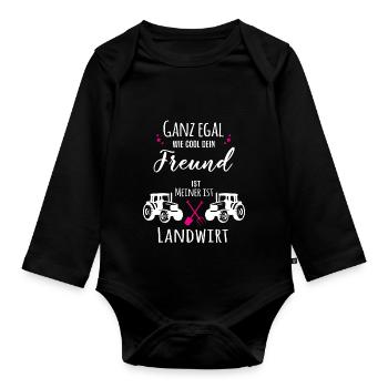 Mein Freund ist Landwirt - Baby Bio-Langarm-Body - Schwarz - Vorne
