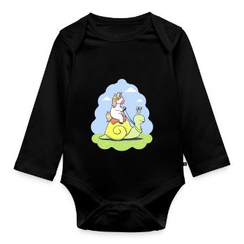 Licorne drôle escargot cadeau d'anniversaire enfant - Body Bébé bio manches longues - noir - Devant