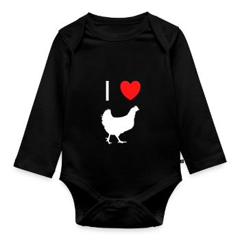 I love chicken I love chickens - Organic Longsleeve Baby Bodysuit - black - Front