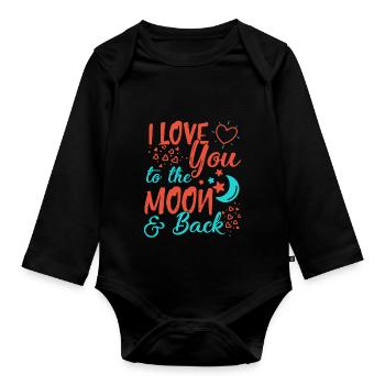 Ich liebe dich zum Mond und zurück - Baby Bio-Langarm-Body - Schwarz - Vorne