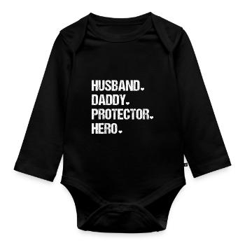 Mens Cute Funny Fathers Day - Organic Longsleeve Baby Bodysuit - black - Front