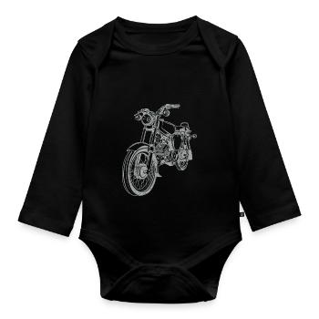 Simson S51 vintage lineart silhouette - Organic Longsleeve Baby Bodysuit - black - Front