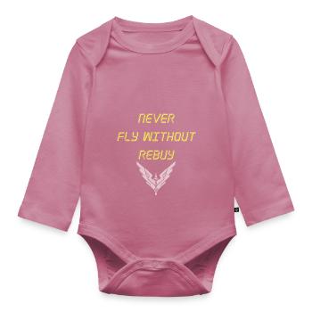 Ne jamais voler sans rebuy transparent - Body Bébé bio manches longues - mauve - Devant