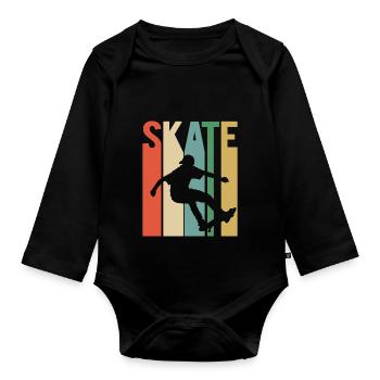Skateboarding Skater Skateboard Skating Vintage - Baby Bio-Langarm-Body - Schwarz - Vorne