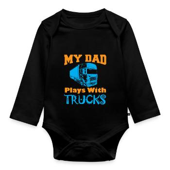 Kinder Geschenkidee LKW - Baby Bio-Langarm-Body - Schwarz - Vorne