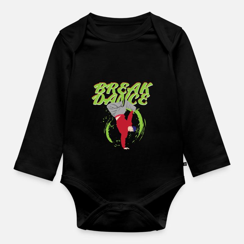 Breakdance - Baby Bio-Langarm-Body - Schwarz