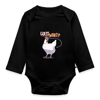 Guess what Huhn lustig Geschenk kreativ lustig süß - Baby Bio-Langarm-Body - Schwarz - Vorne