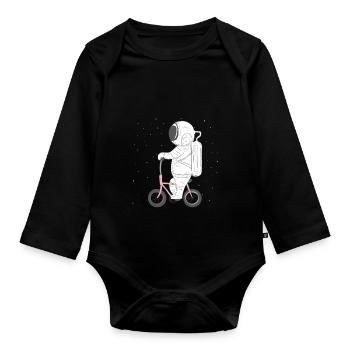 Astronaut Vélo Vélo Vélo Cadeau Galaxy - Body Bébé bio manches longues - noir - Devant