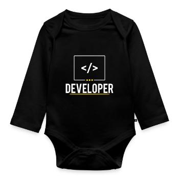 Developer - Organic Longsleeve Baby Bodysuit - black - Front