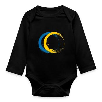 Circle brush flag of Sweden holiday travel - Organic Longsleeve Baby Bodysuit - black - Front