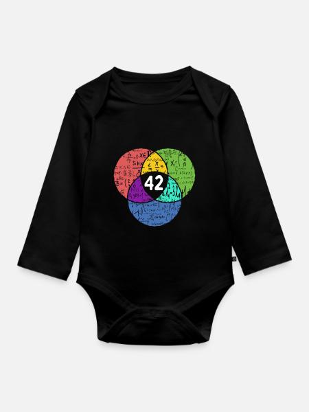 42 - Signification de la vie - Nerd - Math - Film - Body Bébé bio manches longues - noir