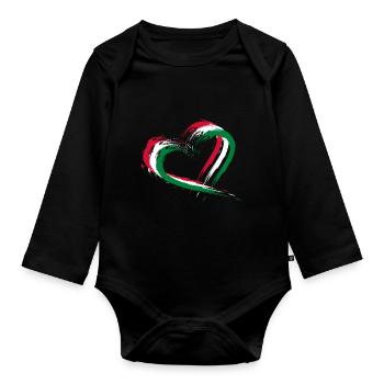 Heart brush flag of the Maldives flag holiday - Organic Longsleeve Baby Bodysuit - black - Front
