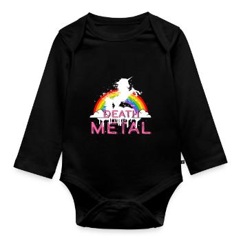 Idée cadeau de musique de licorne Death Metal - Body Bébé bio manches longues - noir - Devant